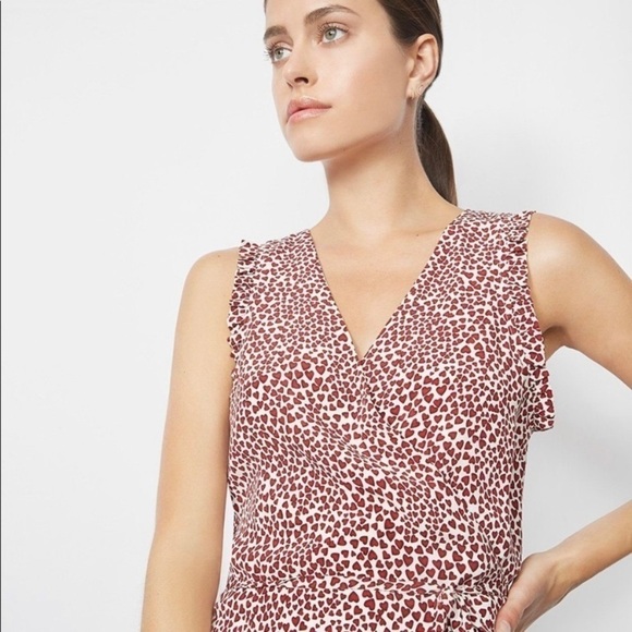 Anine Bing Womens Leah Wrap Heart Print Dress Sz XS Sleeveless V Neck - Picture 2 of 14